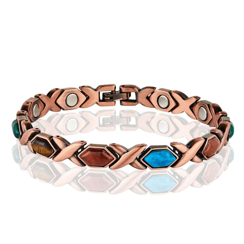 Copper Magnetic Link Stone Bracelet - Arthritis Pain Relieve Bracelet Colorful